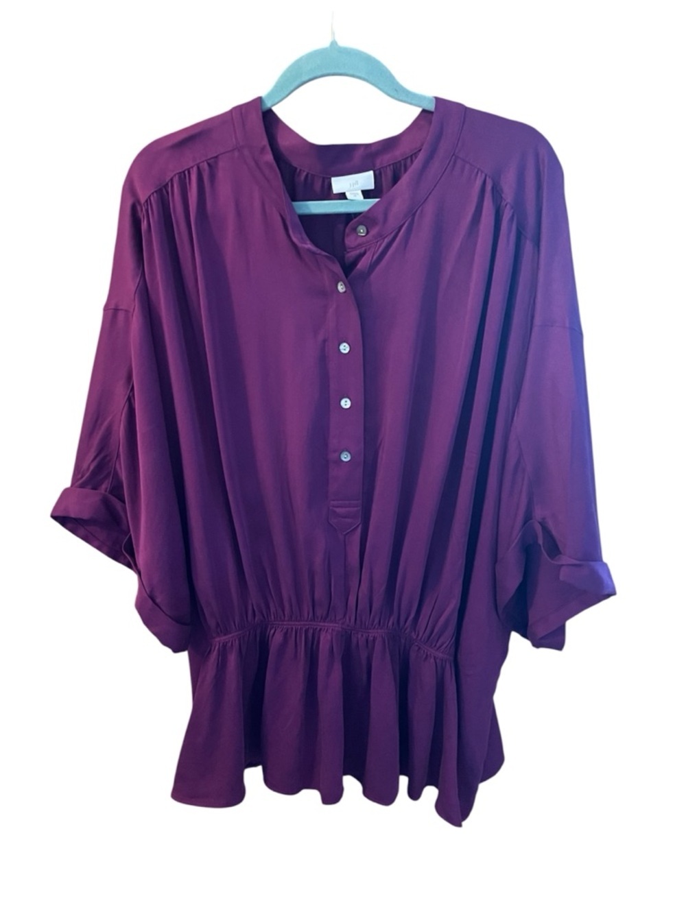 Women's J. Jill Plum Peplum Button-Front Blouse NWT Plus 3X